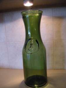 HUGE LARRG BOLD 17 GREEN GLASS WINE DECANTER CARAFE  