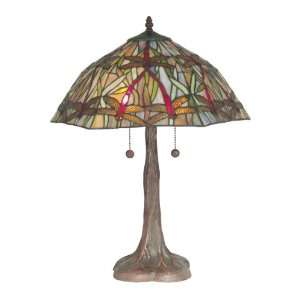   Tiffany TT60677 Pegria Table Lamp, Antique Bronze and Art Glass Shade