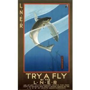 Verney L Danvers   Try A Fly By The Lner, Lner C 1925. Giclee on acid 