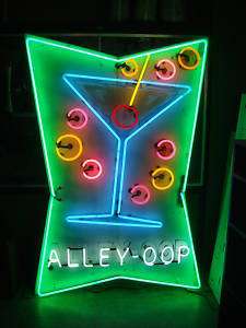 40s 50s VINTAGE NEON SIGN ALLEY OOP BOWLING COCKTAIL  