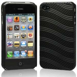  Black Ventilate Wavy Case Cover for iPhone 4 [Total 8 