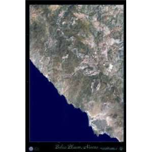  Laminated Bahia Blanco Baja Mexico satellite poster map 