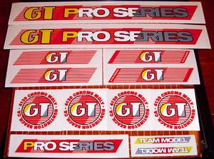 1987 / 88 GT BMX Pro Series Team, restoration decal set on clear RED 