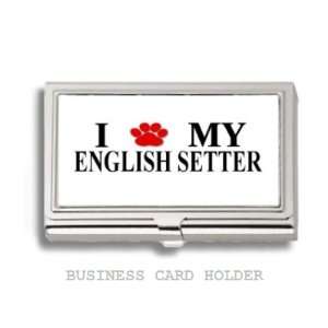 English Setter Love My Dog Paw Business Card Holder Case