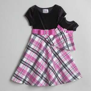 Dollie & Me Black/Pink Taffeta Dress Size 2T & Matching 18 