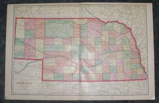 Beautiful 107 year old Crams map of Nebraska.  