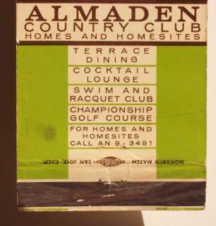 1960s Matchbook Almaden Country Club Webb San Jose CA  