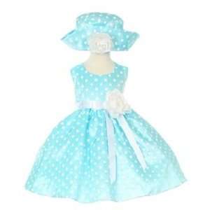  Infant Aqua Dot Dress with Hat (3/6 Month)   1097b 