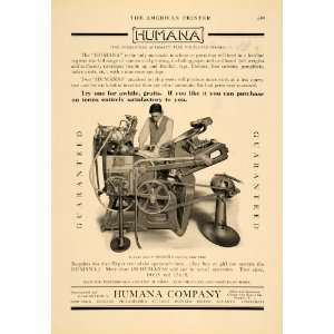   Humana Platen Press Machine Antique Printing   Original Print Ad Home