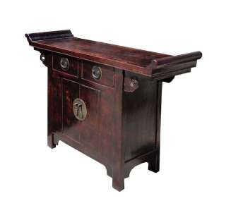 Rustic Brown Lacquer Altar Console Side Table ss595  