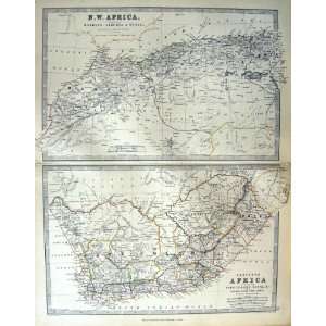   JOHNSTON ANTIQUE MAP 1888 AFRICA MOROCCO ALGERIA NATAL