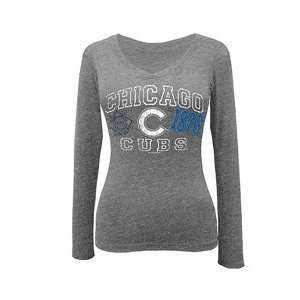  Chicago Cubs Womens Long Sleeve Triblend V Neck T Shirt 
