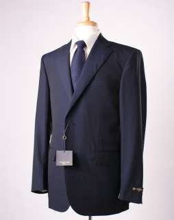   CORNELIANI Solid Navy Blue Side Vent Leader Model Wool Suit 44 R