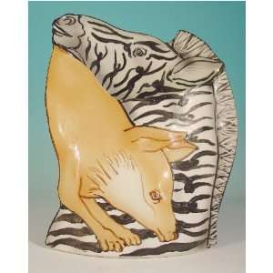  Zebra Fox Vase, Febra Porcelain Sculpture Vase original 