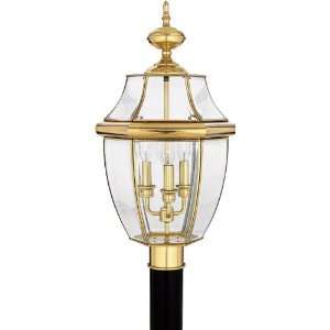   Newbury 3 Light Outdoor Post Lantern, Polished Brass