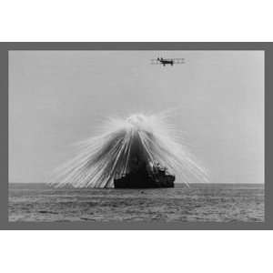  Bombing of the USS Alabama   12x18 Gallery Wrapped Canvas 