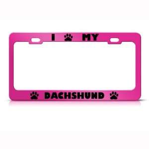 Dachshund Dog Pink Animal Metal license plate frame Tag Holder