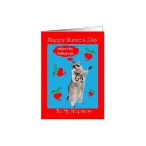  Nephew Nurses Day, raccoon with stethoscope Card Health 