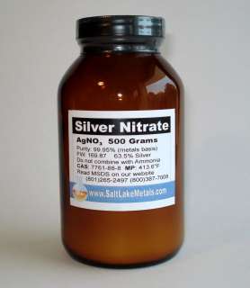 Silver Nitrate   500 grams, 99.95% pure, freshly made  