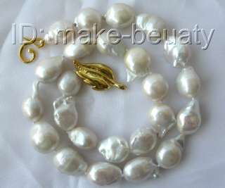   big 20mm baroque white reborn keshi freshwater cultured pearl necklace