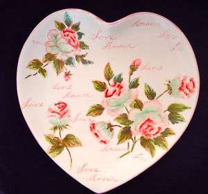 Heart Shaped Love Amour Pink Roses Floral 10 Plate  