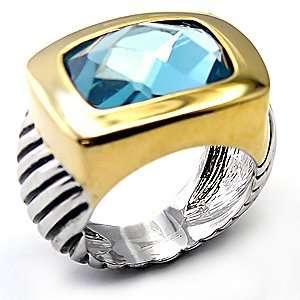  Art Deco Two Tone Cushion Cut Genuine Spinel Ring Jewelry