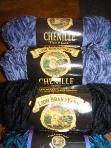 Lot 13 Skeins Lion Brand Chenille Yarn Thick & Quick Prints and 