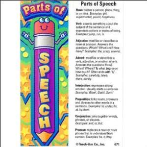  Bookmarks   Parts of Speech   36 per set