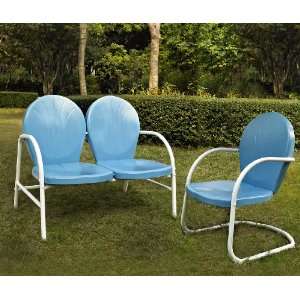  Seating Set   Loveseat & Chair in Sky Blue Finish   Crosley KO10005BL