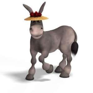  Sweet Cartoon Donkey with Pretty Face over White and 