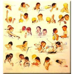 Day in the life of a little Girl 27x30 Streched Canvas Art by Rockwell 