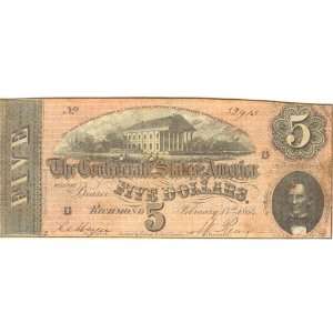  USA (1864)   CONFEDERATE STATES OF AMERICA $5 DOLLARS BILL 