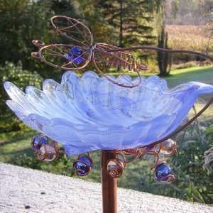  Butterfly Over Lake Copper & Glass Garden Stake Patio 