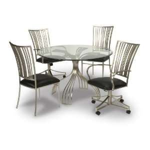 Chintaly Imports Ashtyn 5 Piece Glass Top Dining Set with Swivel 