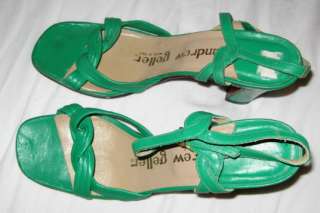 Vintage 70s Green Strappy ANDREW GELLER Heels 7 1/2 N  