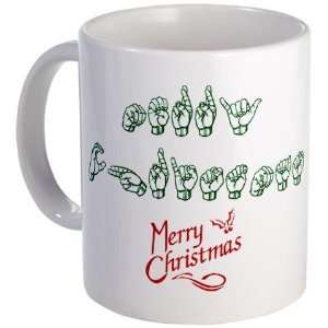 ASL Fingerspelling Merry Christmas Holiday Mug by   
