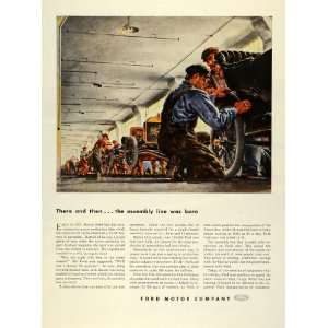 1944 Ad Ford Motors World War II 1913 Factory Assembly Line Workers 