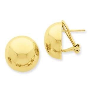  Omega Clip Half Ball Earrings in 14k Yellow Gold Jewelry