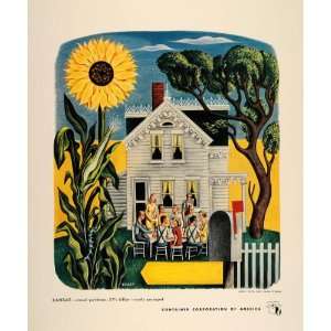  1948 CCA Art Arthur Kraft Kansas Sunflower Farm Print 