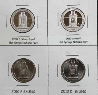 2010  Hot Springs National Parks Quarters    S Silver / S Clad / P 