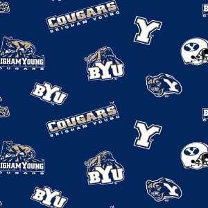 45 Wide Collegiate Flannel Print Brigham Young University Allover 