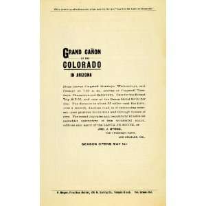 1899 Ad Santa Fe Railway Grand Canon Canyon Colorado   Original Print 