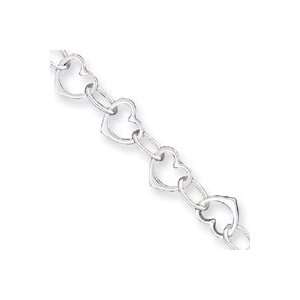  Sterling Silver Heart Link Bracelet Jewelry