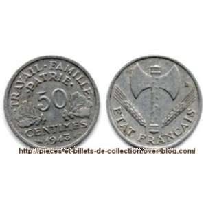  Extra Fine 1943 French 50 Centimes    Minted During WWII 
