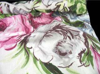 Bark Cloth Barkcloth Drawstring Bag Pink Blue Florals  