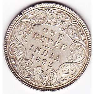  1892 India One Rupee Silver Coin 