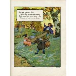  See Saw Margery Daw Mother Goose Rhyme Print 1921 