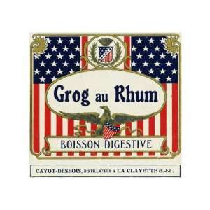  Grog au Rhum Boisson Digestive Rum Label Premium Poster 