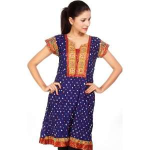   Bandhani Tie Dye Kurti from Gujarat with Applique Work   Pure Cotton