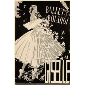  1975 Bolshoi Ballet Giselle Ballerina 1958 Poster Print 